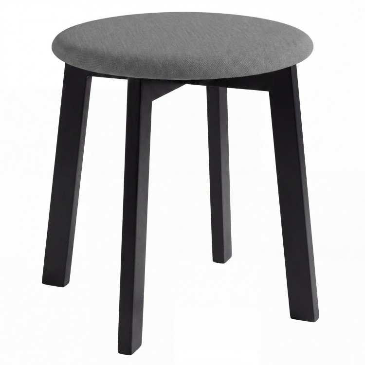 ZOI Grey (Storm 97 fabric)/black beech base - ROUND UPHOLSTERED STOOL FOR KITCHEN/LIVING ROOM