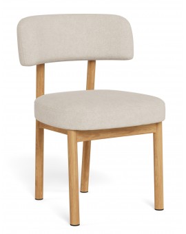 TORAY Beige (Apia 453 fabric)/natural oak base - UPHOLSTERED DINING CHAIR FOR KITCHEN/DINING ROOM