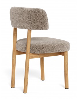 TORAY Latte Beige (Monza 60 fabric)/natural oak base - UPHOLSTERED DINING CHAIR FOR KITCHEN/DINING ROOM