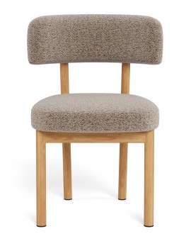 TORAY Latte Beige (Monza 60 fabric)/natural oak base - UPHOLSTERED DINING CHAIR FOR KITCHEN/DINING ROOM