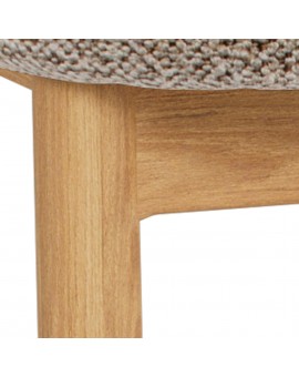 TORAY Latte Beige (stof Monza 60)/eiken naturel onderstel - GESTOFFEERDE EETKAMERSTOEL VOOR KEUKEN/EETKAMER