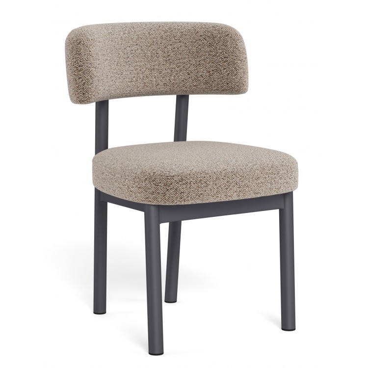 TORAY Latte Beige (Monza 60 fabric)/black base - UPHOLSTERED DINING CHAIR FOR KITCHEN/DINING ROOM