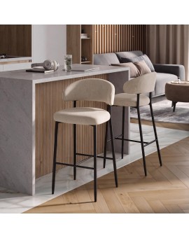 IRIS Beige (stof Basel 24)/zwart onderstel - GESTOFFEERDE BARKRUK VOOR KEUKEN/BAR