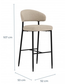 IRIS Beige (stof Basel 24)/zwart onderstel - GESTOFFEERDE BARKRUK VOOR KEUKEN/BAR