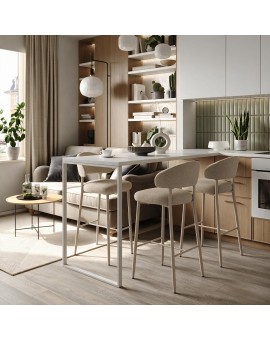 IRIS Beige (stof Basel 24)/onderstel kasjmier - GESTOFFEERDE BARKRUK VOOR KEUKEN/BAR