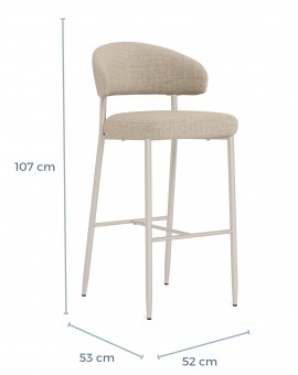 IRIS Beige (Basel 24 fabric)/cashmere frame - UPHOLSTERED BAR STOOL FOR KITCHEN/BAR