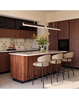 IRIS Latte Beige (stof Monza 60)/zwart onderstel - GESTOFFEERDE BARKRUK VOOR KEUKEN/BAR