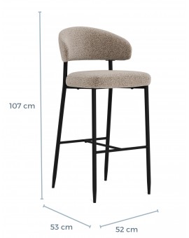 IRIS Latte Beige (stof Monza 60)/zwart onderstel - GESTOFFEERDE BARKRUK VOOR KEUKEN/BAR