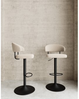 IRIS Beige (stof Basel 24)/zwarte poot - GESTOFFEERDE BARKRUK VOOR KEUKEN/BAR