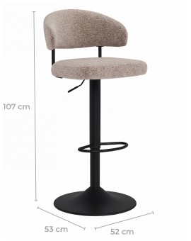 IRIS Latte Beige (stof Monza 60)/zwarte poot - GESTOFFEERDE BARKRUK VOOR KEUKEN/BAR