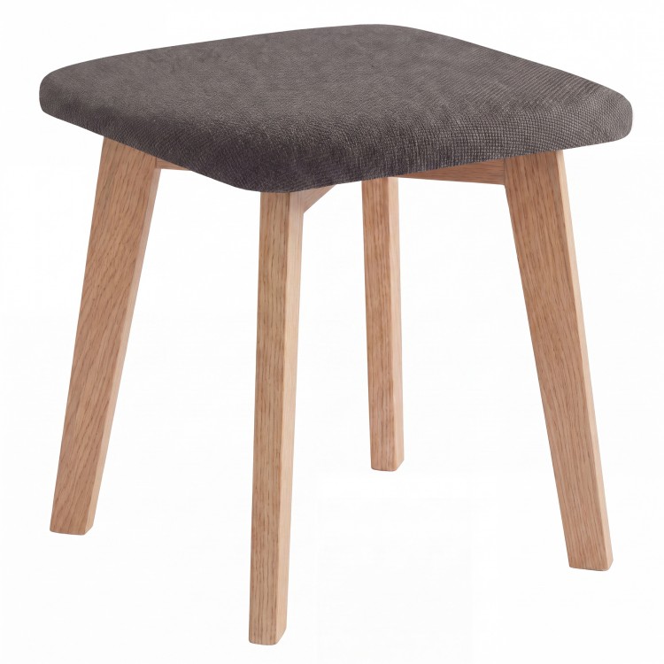 MILO Taupe Beige (Storm 26 fabric)/oak-coloured base - SQUARE UPHOLSTERED STOOL FOR KITCHEN/LIVING ROOM