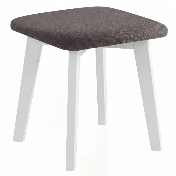 Taboret kwadratowy MILO Beż Taupe (Storm 26) / stelaż bukowy biały