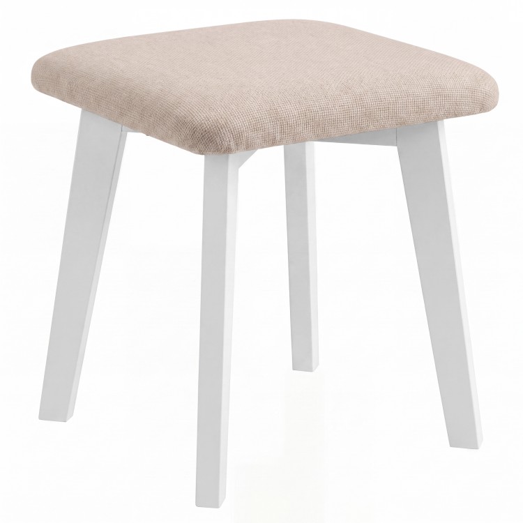 MILO Beige (Storm 06 fabric)/white beech base - SQUARE UPHOLSTERED STOOL FOR KITCHEN/LIVING ROOM