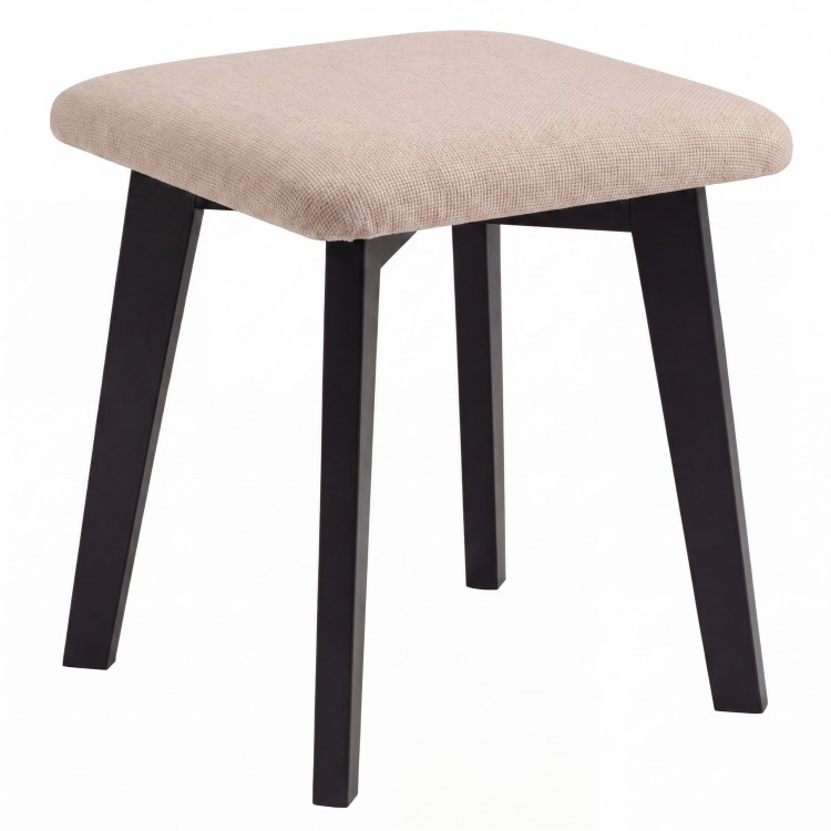 MILO Beige (Storm 06 fabric)/black beech base - SQUARE UPHOLSTERED STOOL FOR KITCHEN/LIVING ROOM