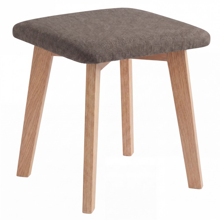 MILO Brown (Storm 18 fabric)/oak-coloured base - SQUARE UPHOLSTERED STOOL FOR KITCHEN/LIVING ROOM