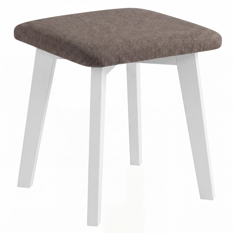 MILO Brown (Storm 18 fabric)/white beech base - SQUARE UPHOLSTERED STOOL FOR KITCHEN/LIVING ROOM