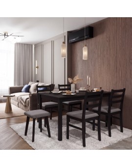 MILO Lichtgrijs (stof Sawana 21)/zwart beuken onderstel - VIERKANTE GESTOFFEERDE KRUK VOOR KEUKEN/WOONKAMER