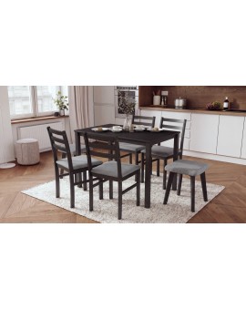 MILO Lichtgrijs (stof Sawana 21)/zwart beuken onderstel - VIERKANTE GESTOFFEERDE KRUK VOOR KEUKEN/WOONKAMER