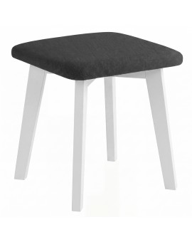 MILO Black (Storm 100 fabric)/white beech base - SQUARE UPHOLSTERED STOOL FOR KITCHEN/LIVING ROOM