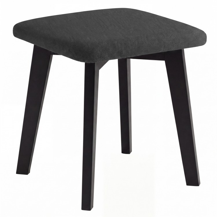MILO Black (Storm 100 fabric)/black beech base - SQUARE UPHOLSTERED STOOL FOR KITCHEN/LIVING ROOM