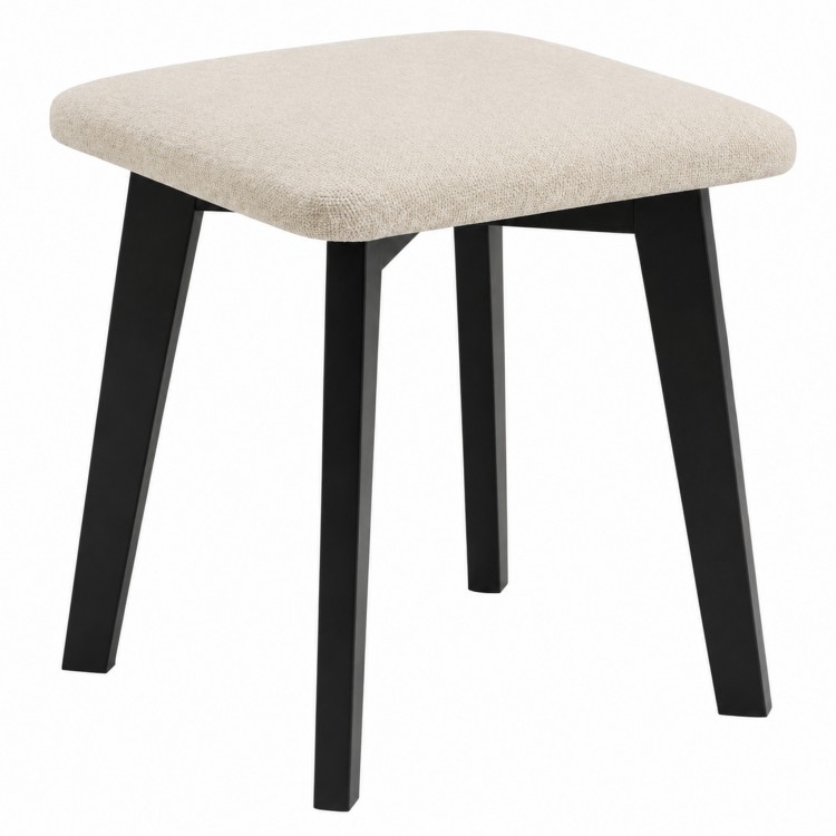 MILO Lichtbeige (stof Storm 04)/zwart beuken onderstel - VIERKANTE GESTOFFEERDE KRUK VOOR KEUKEN/WOONKAMER