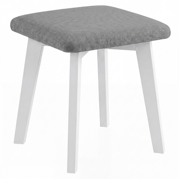 MILO Light Grey (Sawana 21 fabric)/white beech base - SQUARE UPHOLSTERED STOOL FOR KITCHEN/LIVING ROOM