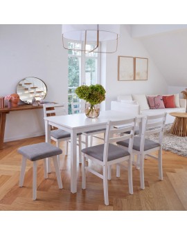 MILO Light Grey (Sawana 21 fabric)/white beech base - SQUARE UPHOLSTERED STOOL FOR KITCHEN/LIVING ROOM