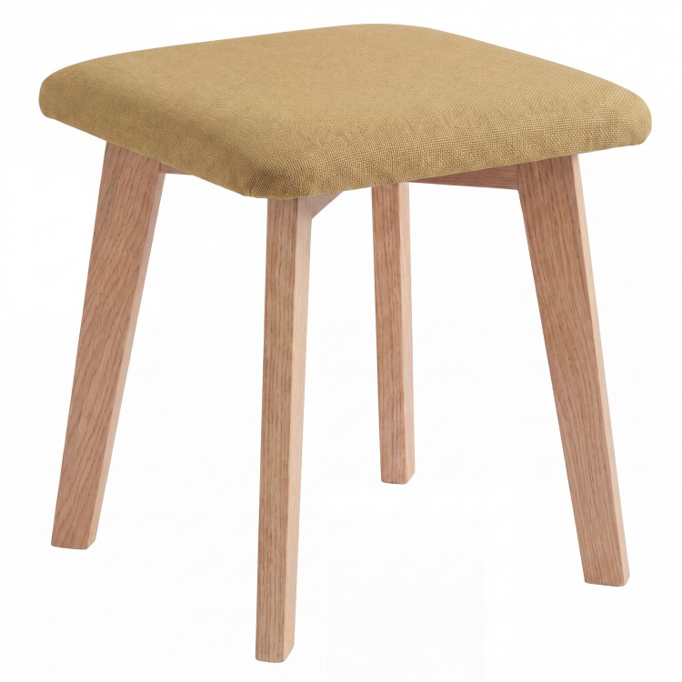 MILO Caramel (Storm 45 fabric)/oak-coloured base - SQUARE UPHOLSTERED STOOL FOR KITCHEN/LIVING ROOM