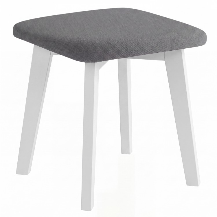 MILO Grey (Storm 97 fabric)/white beech base - SQUARE UPHOLSTERED STOOL FOR KITCHEN/LIVING ROOM