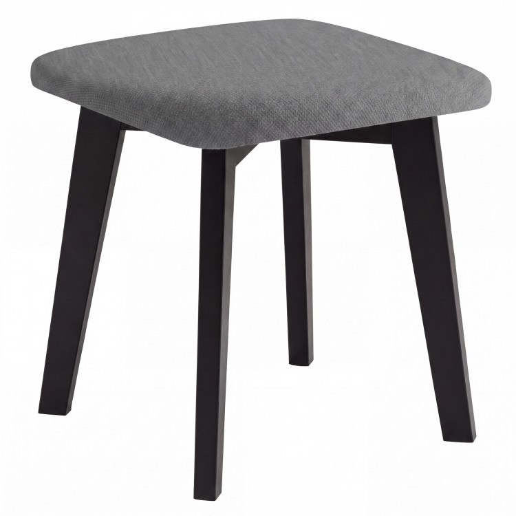 MILO Grey (Storm 97 fabric)/black beech base - SQUARE UPHOLSTERED STOOL FOR KITCHEN/LIVING ROOM