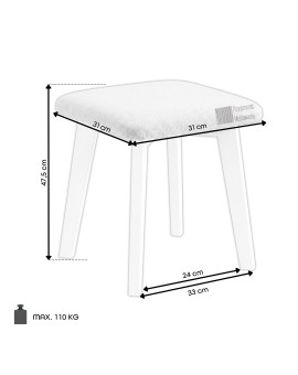 MILO Grey (Storm 97 fabric)/black beech base - SQUARE UPHOLSTERED STOOL FOR KITCHEN/LIVING ROOM