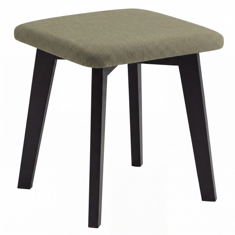 MILO Green (Storm 34 fabric)/black beech base - SQUARE UPHOLSTERED STOOL FOR KITCHEN/LIVING ROOM