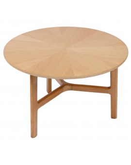 BELLUNO Přírodní jasan - DŘEVĚNÝ KONFERENČNÍ STOLEK Ø65 cm KULATÝ MODERN CLASSIC