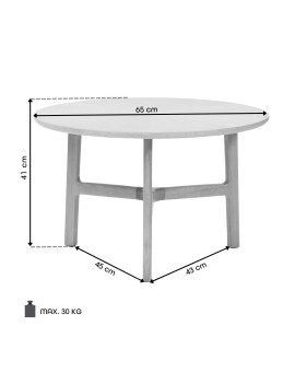 BELLUNO Přírodní jasan - DŘEVĚNÝ KONFERENČNÍ STOLEK Ø65 cm KULATÝ MODERN CLASSIC