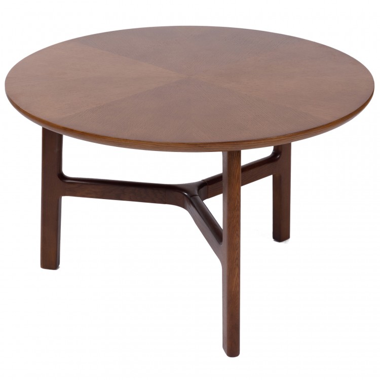 BELLUNO Orzech Naturalny (Ciemny Brąz) - DREWNIANY STOLIK KAWOWY Ø65 cm OKRĄGŁY MODERN CLASSIC
