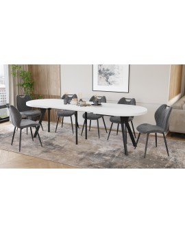 EXPANSO White Matt / black legs - OVAL EXTENDING TABLE 160-360 cm FOR 16-18 PEOPLE