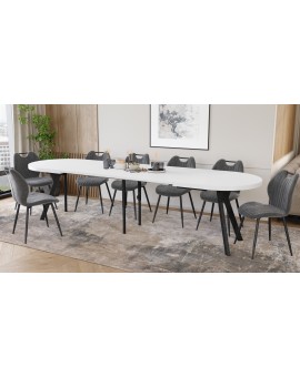 EXPANSO White Matt / black legs - OVAL EXTENDING TABLE 160-360 cm FOR 16-18 PEOPLE