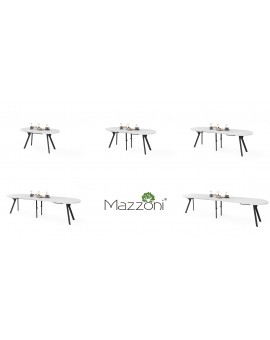 EXPANSO White Matt / black legs - OVAL EXTENDING TABLE 160-360 cm FOR 16-18 PEOPLE