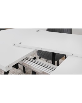 EXPANSO White Matt / black legs - OVAL EXTENDING TABLE 160-360 cm FOR 16-18 PEOPLE