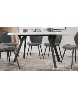 EXPANSO Wit mat / zwarte poten - OVALE UITSCHUIFTAFEL 160-360 cm VOOR 16-18 PERSONEN