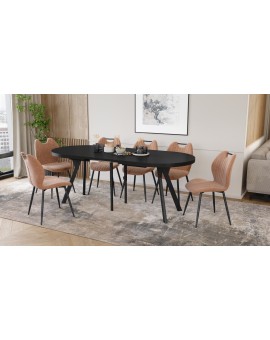 EXPANSO Black Matt / black legs - OVAL EXTENDING TABLE 160-360 cm FOR 16-18 PEOPLE