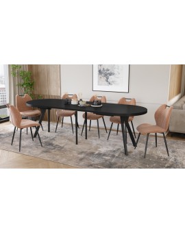 EXPANSO Černý mat / černé nohy - OVÁLNÝ ROZKLÁDACÍ STŮL 160-360 cm PRO 16-18 OSOB
