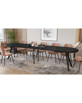 EXPANSO Černý mat / černé nohy - OVÁLNÝ ROZKLÁDACÍ STŮL 160-360 cm PRO 16-18 OSOB