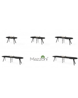 EXPANSO Černý mat / černé nohy - OVÁLNÝ ROZKLÁDACÍ STŮL 160-360 cm PRO 16-18 OSOB