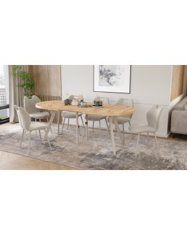 EXPANSO Dub Artisan / kašmírové nohy - OVÁLNÝ ROZKLÁDACÍ STŮL 160-360 cm PRO 16-18 OSOB