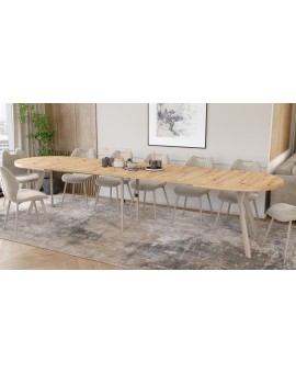 EXPANSO Dub Artisan / kašmírové nohy - OVÁLNÝ ROZKLÁDACÍ STŮL 160-360 cm PRO 16-18 OSOB