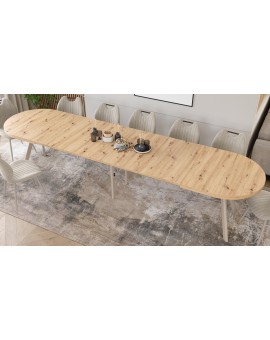 EXPANSO Artisan Eiken / kasjmier poten - OVALE UITSCHUIFTAFEL 160-360 cm VOOR 16-18 PERSONEN