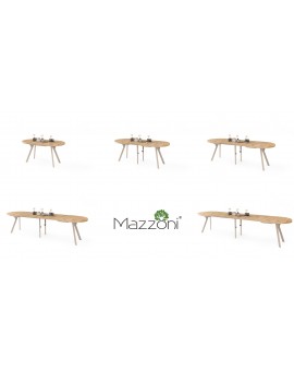 EXPANSO Artisan Eiken / kasjmier poten - OVALE UITSCHUIFTAFEL 160-360 cm VOOR 16-18 PERSONEN