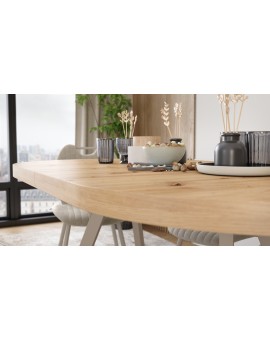 EXPANSO Artisan Eiken / kasjmier poten - OVALE UITSCHUIFTAFEL 160-360 cm VOOR 16-18 PERSONEN