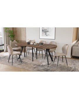 EXPANSO Bruin Eiken / zwarte poten - OVALE UITSCHUIFTAFEL 160-360 cm VOOR 16-18 PERSONEN